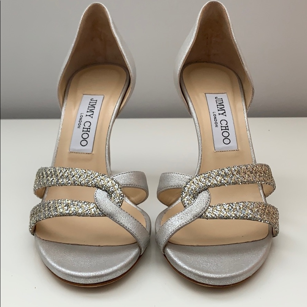 Jimmy Choo Metallic leather/Glitter Fabric